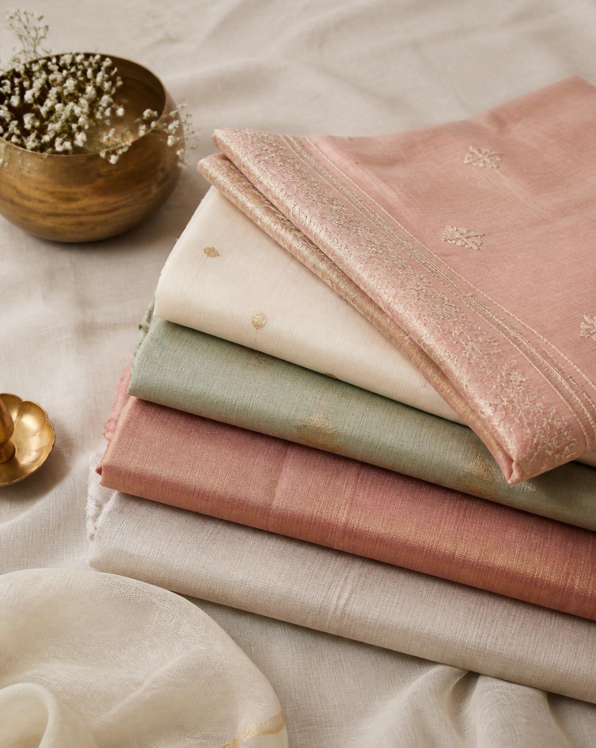 A curated edit of folded premium Indian fabrics in the VPAS ANANT studio