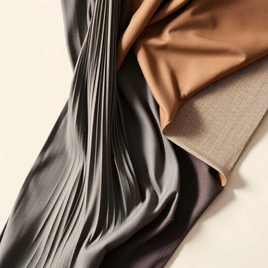 Imported premium fabrics — pleated, tweed and satin